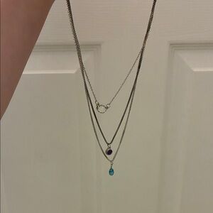 Elegant Multi-Layered Necklace with Purple and Blue Accents